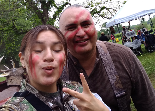 John Proudstar takes a selfie on set with his costar