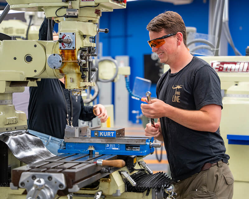 Student working in a lab.